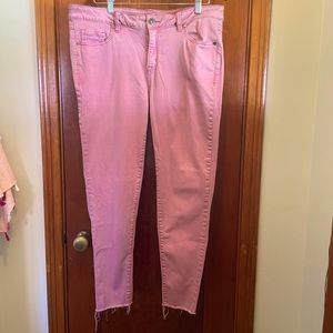 Lane Bryant mid rise super-stretch ankle, pink, size 16